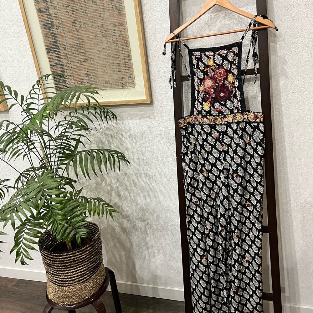 Anthropologie Floral Embroidered Cotton Jumpsuit - Picture 2 of 8